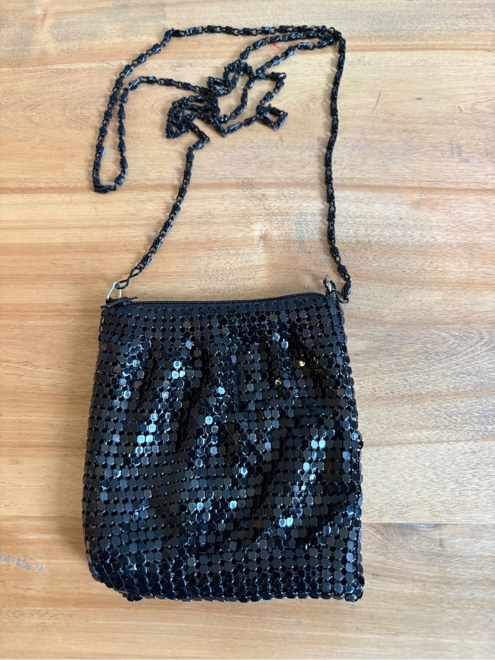 Black Sequin Very Small Crossbody Bag